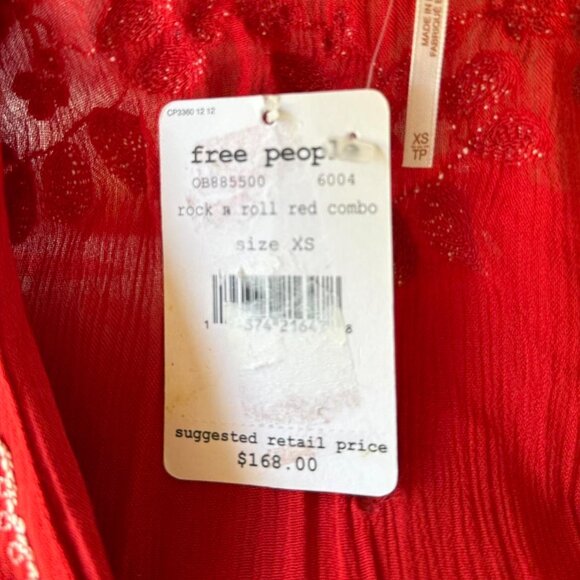 Free People Rock n Roll Red Embroidered Maxi Dress XS (NWT) • Boho Festival Godd - Picture 8 of 8
